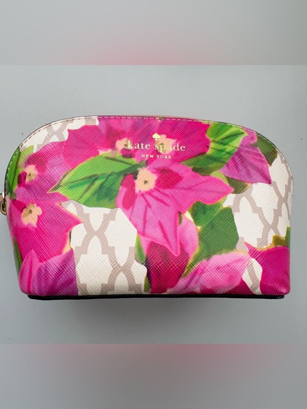 Kate Spade Floral Cosmetic Bag | Pink & Green | Travel Makeup Case
